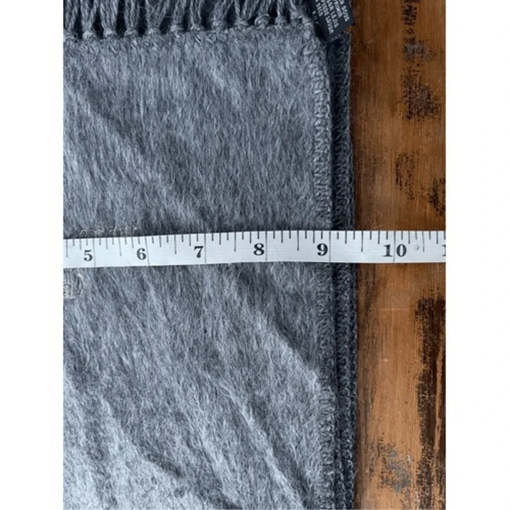 Alpaca Samara Gray Fringe‎ Scarf Soft Peruvian Knit Shawl Wrap
